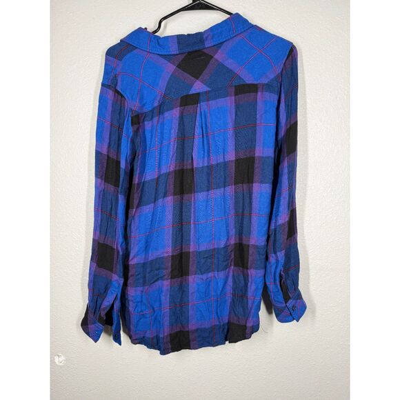Rails Womens Blue Purple Plaid Button Up Flannel Sz M Soft Grunge - Picture 5 of 9